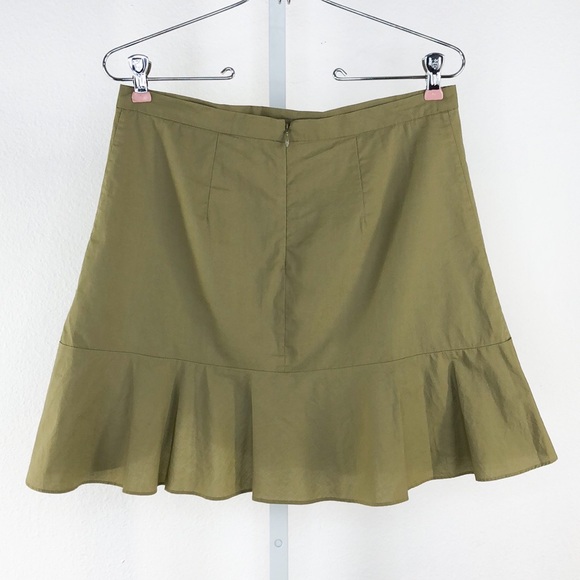 Madewell Olive Green A-line Flare Ruffle Skirt - Picture 4 of 7